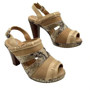 Nurture Women Hope 7M Tan Leather Faux Snakeskin Platform Western Reptile Exotic